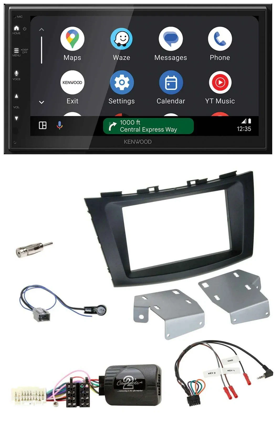 Автомагнитола для Suzuki Swift Kenwood 2-DIN, DAB, Bluetooth, USB, поддержка кнопок на руле