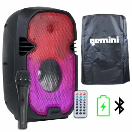 Pro 8" Portable Bluetooth Bass Outdoor Party Speaker w LED Lights & Microphone