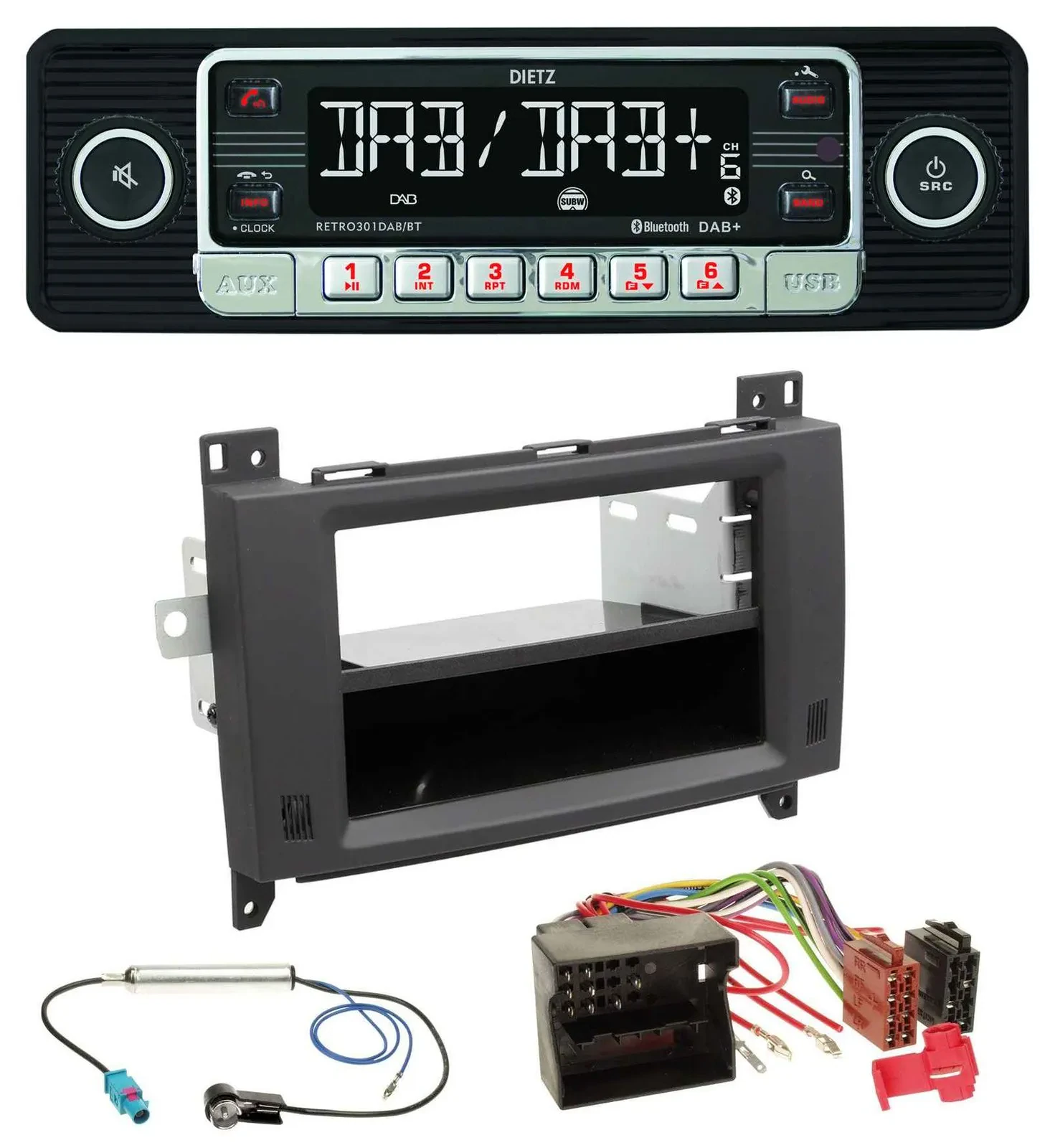 Dietz USB DAB MP3 Bluetooth Autoradio für Mercedes Vito Viano 06-14 Rubbertouch