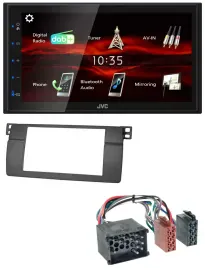 JVC USB Bluetooth MP3 DAB 2DIN Autoradio für BMW 3er E46 mit großem Navi Rundpin
