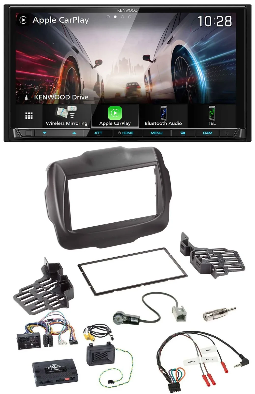 Kenwood Lenkrad 2DIN USB DAB Bluetooth Autoradio für Jeep Renegade ab 2015
