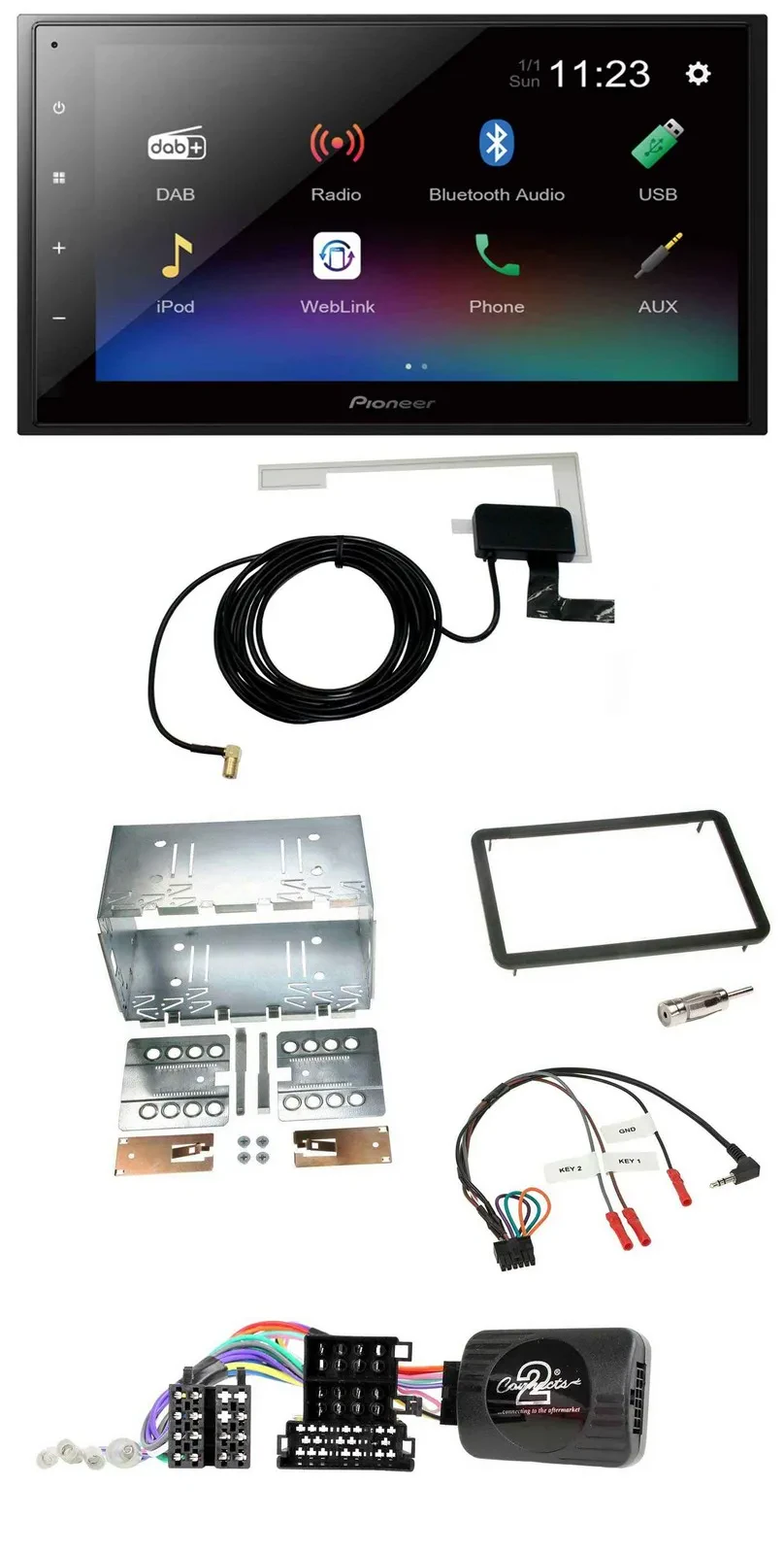 Pioneer DAB Lenkrad Bluetooth 2DIN USB Autoradio für Alfa Romeo 159 Brera Spider