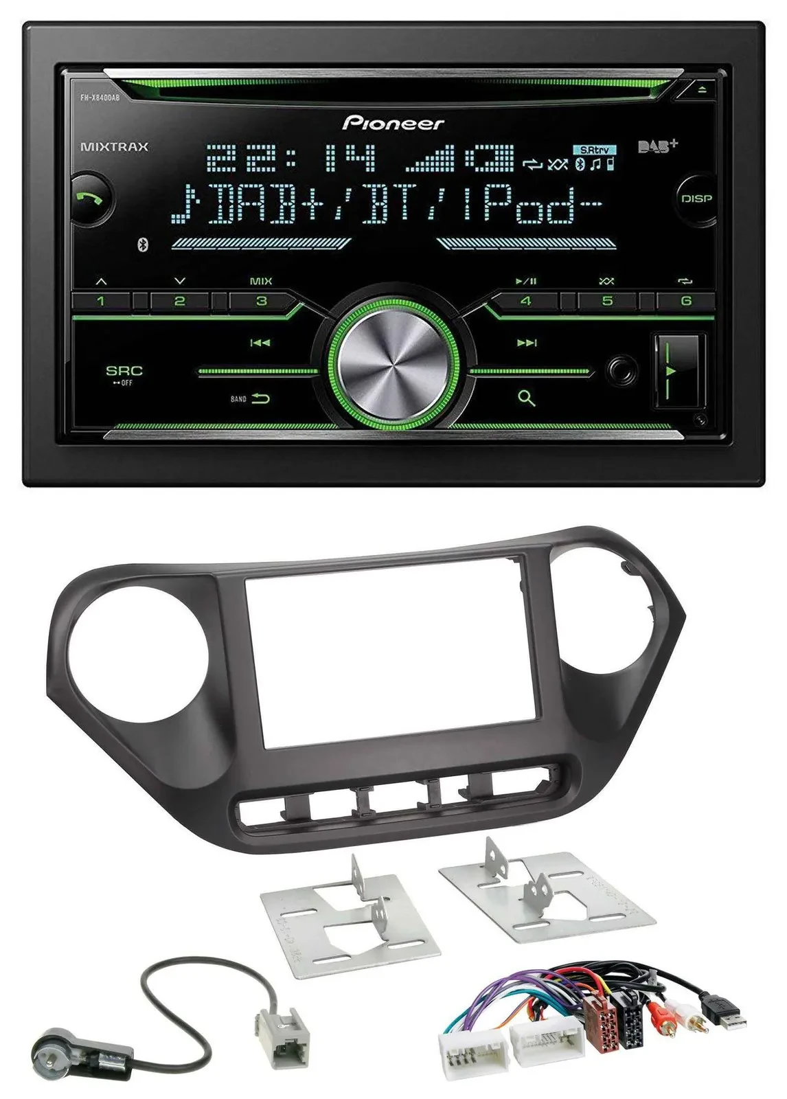 Pioneer Bluetooth MP3 DAB 2DIN USB CD Autoradio für Hyundai i10 ab 2013 AUX USB