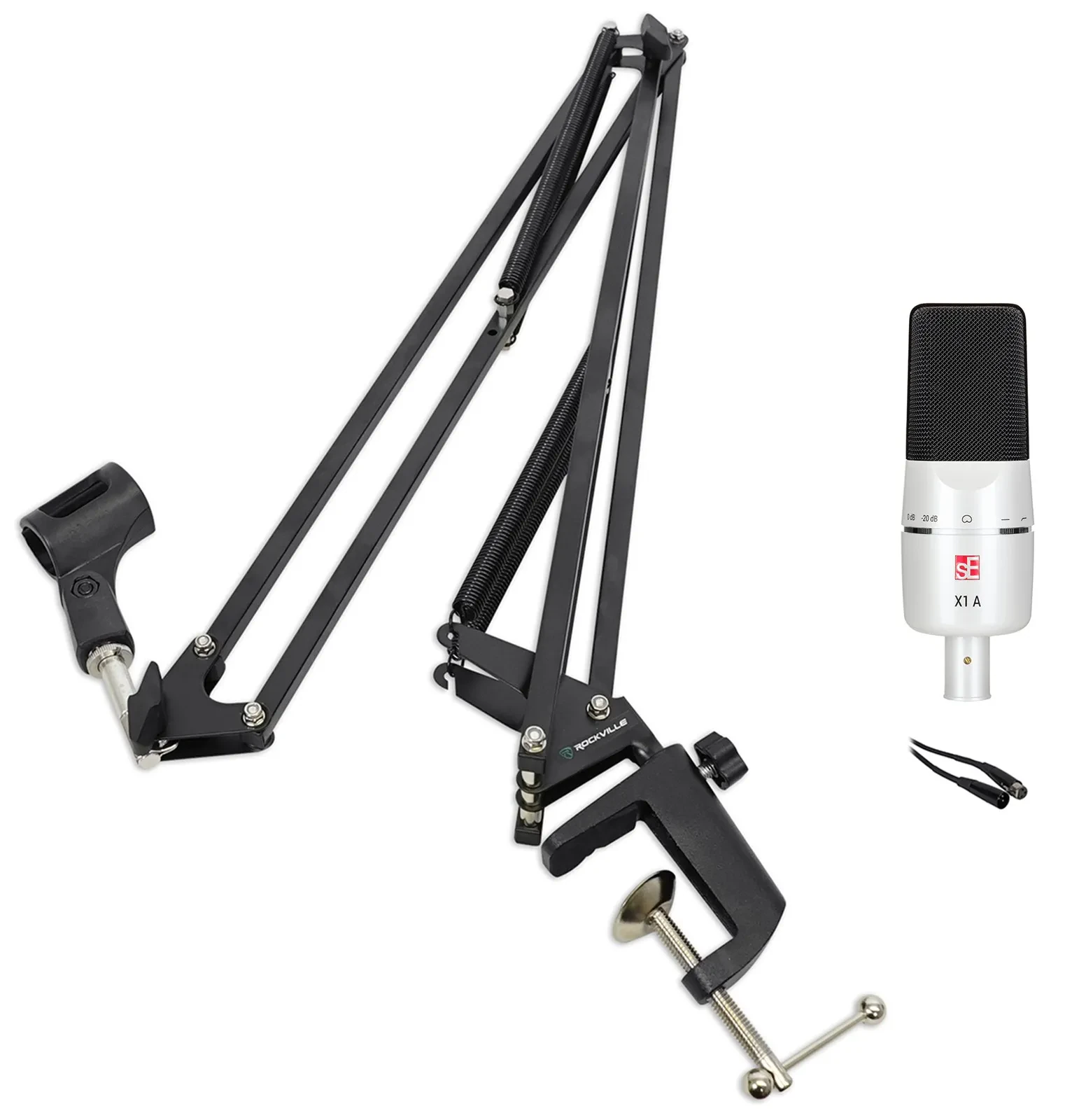 Se Electronics X1 A 25th Anniversary White Recording Microphone+Boom Arm+Cable