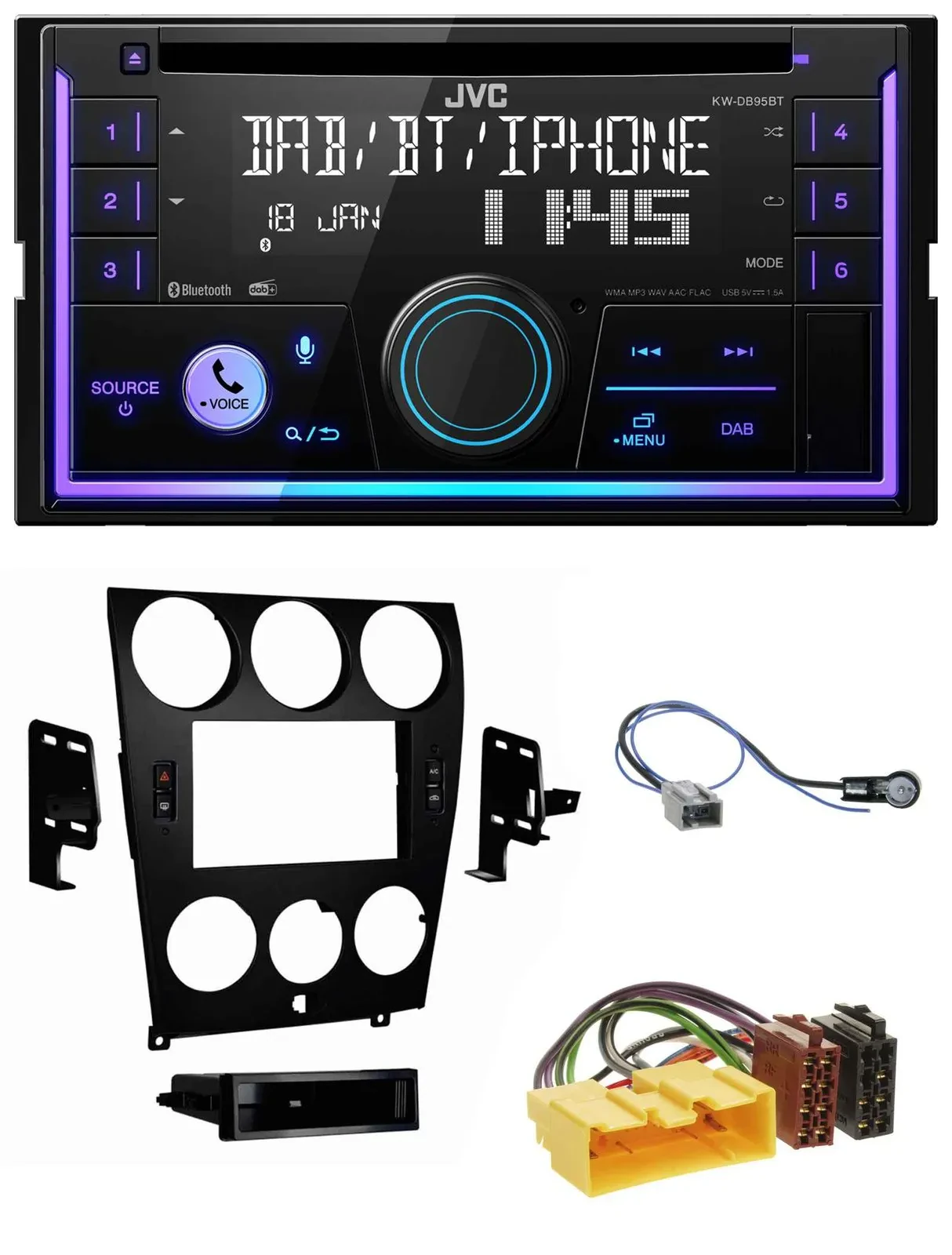 JVC MP3 USB 2DIN DAB Bluetooth CD Autoradio für Mazda 6 (2006-2008)
