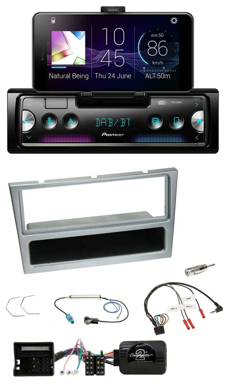 Pioneer USB Lenkrad Bluetooth DAB Autoradio für Opel Corsa C Tigra Meriva silber