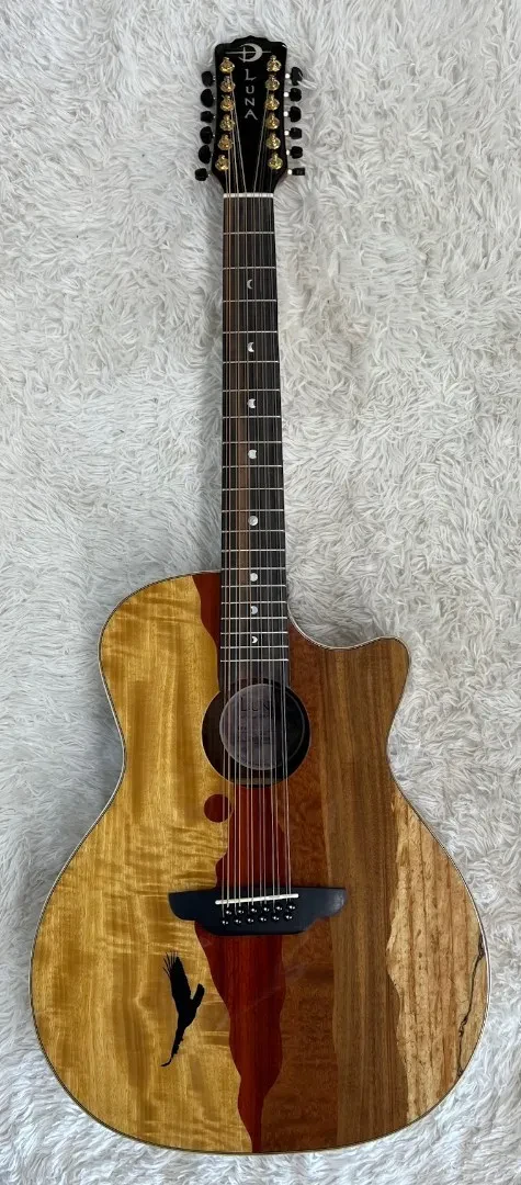 Luna Guitars Luna Vista Eagle 12 String  Tropical Wood Acoustic Electric Guitar w/Hard Case