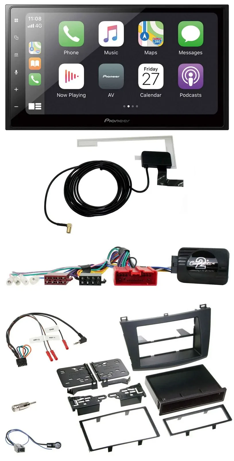 Pioneer USB Lenkrad 2DIN Bluetooth DAB Autoradio für Mazda 3 09-13 Can-Bus