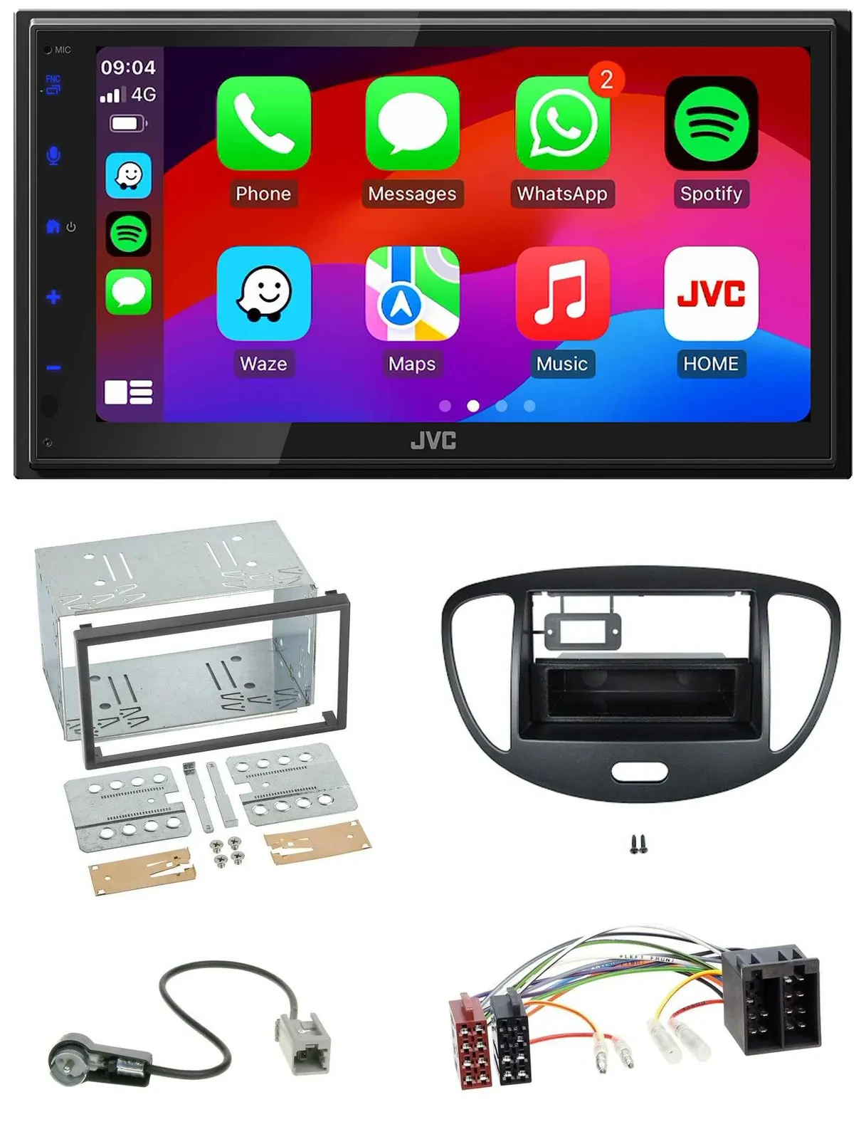 JVC Bluetooth USB MP3 2DIN DAB Autoradio für Hyundai i10 2008-2013 schwarz