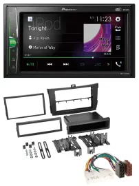 Pioneer 2DIN MP3 DAB USB Bluetooth Autoradio für Toyota Corolla 09-13 schwarz