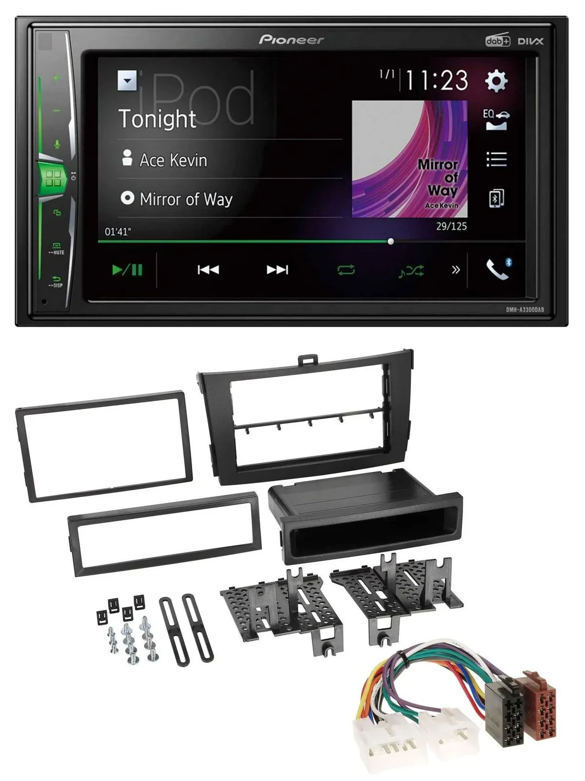 Pioneer 2DIN MP3 DAB USB Bluetooth Autoradio für Toyota Corolla 09-13 schwarz
