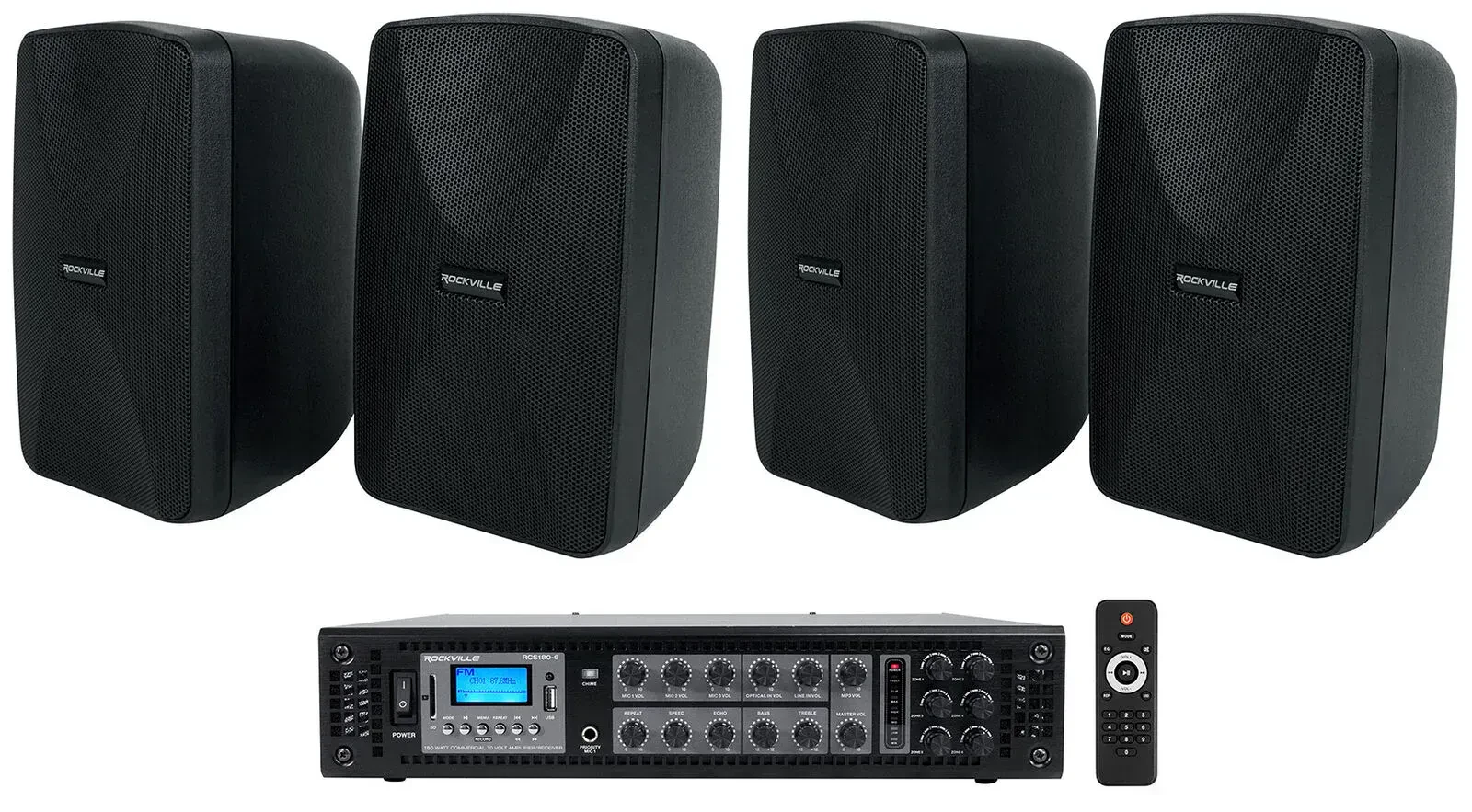 Настенная акустика Rockville WET-40B Black с усилителем (4 штуки)