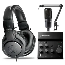 Набор для подкастинга Audio-Technica AT-POD с микрофоном AT2020, наушниками ATH-M20x, USB-микшером AT-UMX3 и держателем AT8700