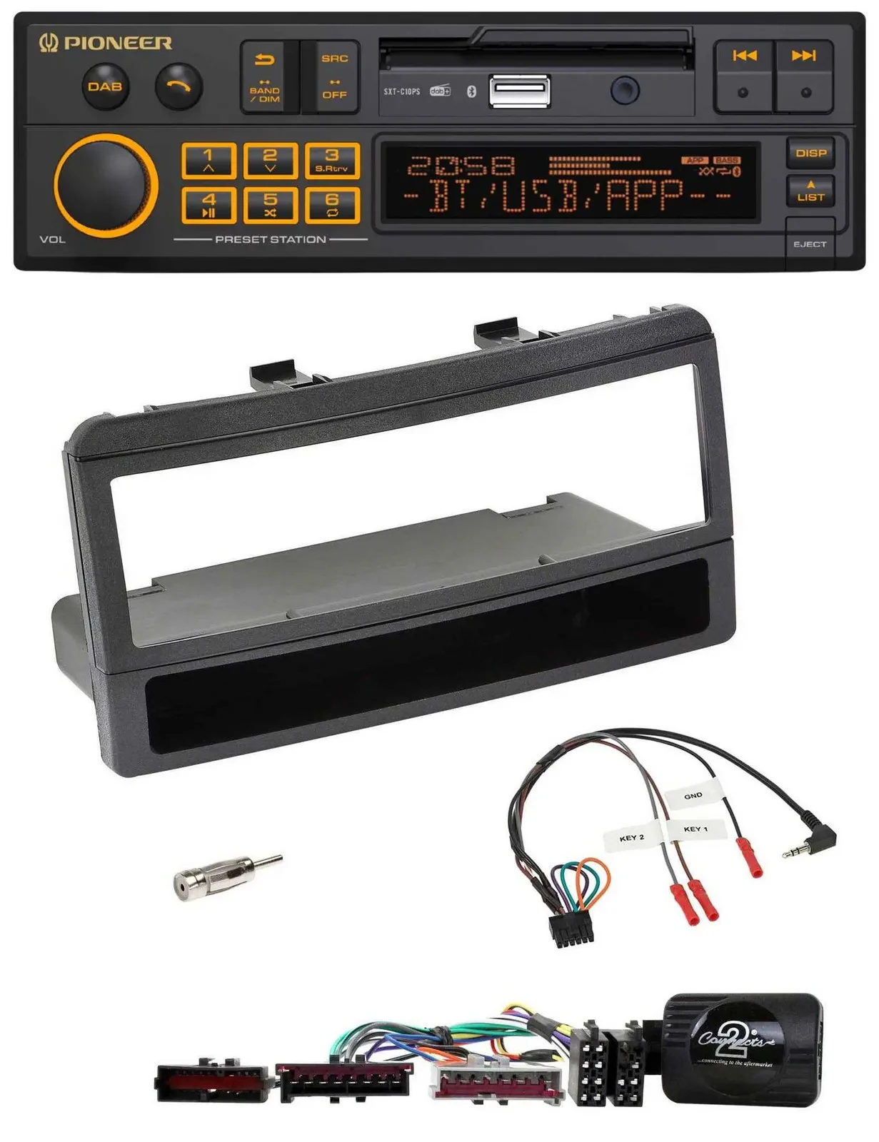 Pioneer DAB Lenkrad USB Bluetooth Autoradio für Ford Mondeo 00-02 schwarz Ablage