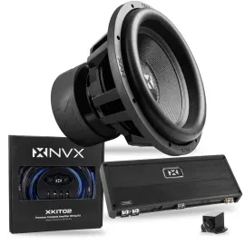 NVX XCW152 15" X-Series SPL Subwoofer + Monoblock Amplifier with Wiring Kits