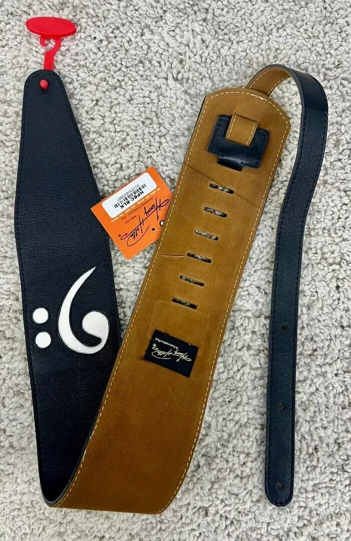 Гитарный ремень Henry Heller HPBC-BLK кожа, 3", чёрный, с вырезом «басовый ключ»