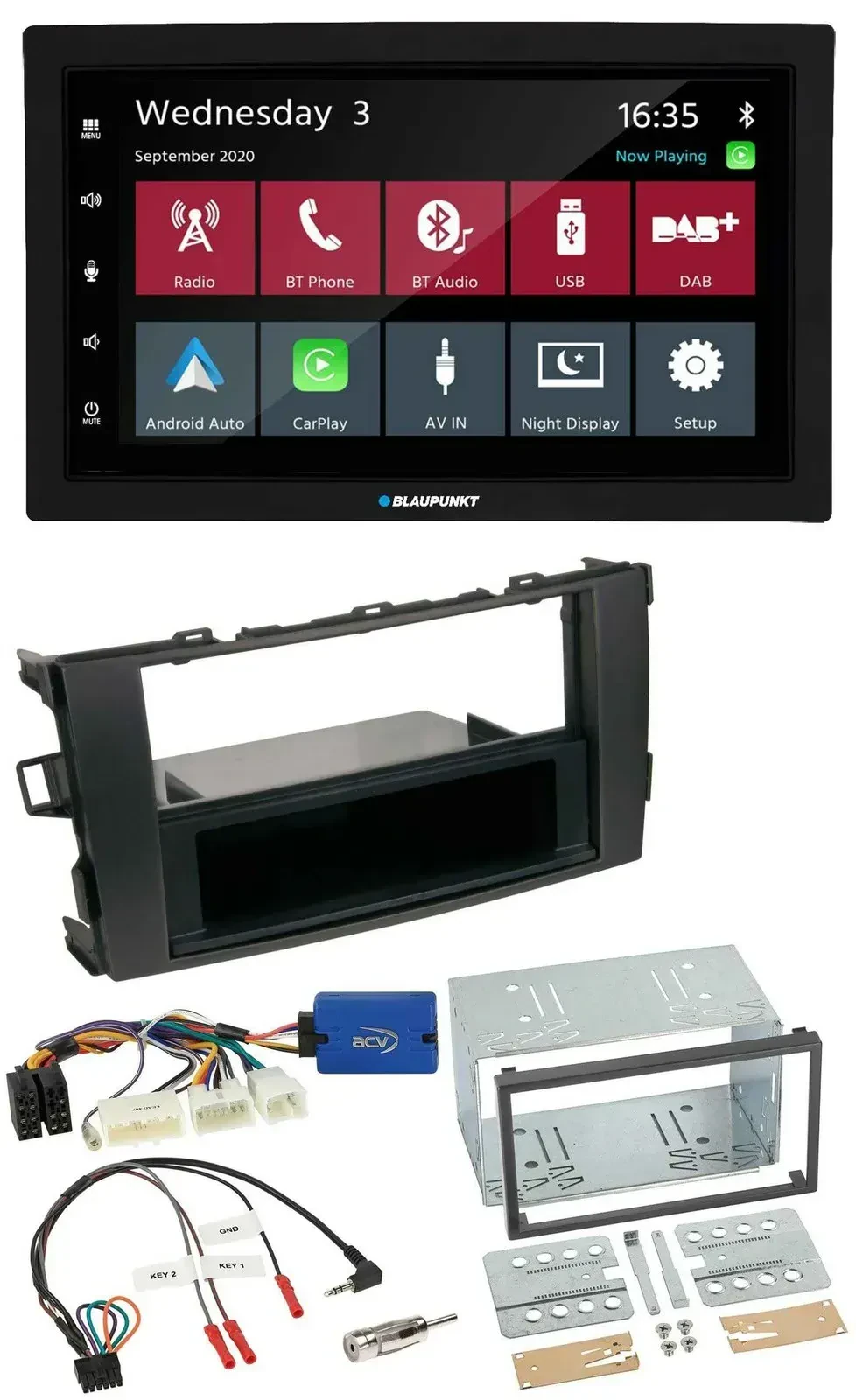 Blaupunkt DAB Bluetooth USB Lenkrad 2DIN Autoradio für Toyota Auris 2011-2012 sc