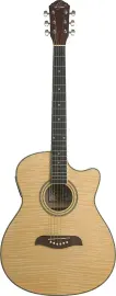 Oscar Schmidt OACEFN Guitar - Acoustic Electric Auditorium Size - Flame Natural