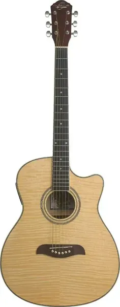 Oscar Schmidt OACEFN Guitar - Acoustic Electric Auditorium Size - Flame Natural