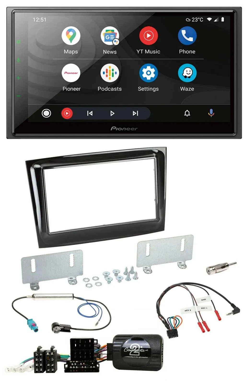 Pioneer USB 2DIN DAB Lenkrad Bluetooth Autoradio für Fiat Doblo VDO ab 2015 pian