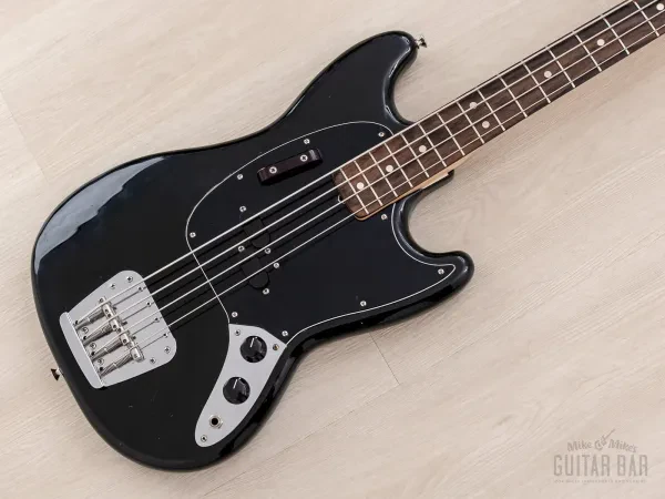 1976 Fender Mustang Bass Vintage Short Scale Bass Black 100% Original w/ Case