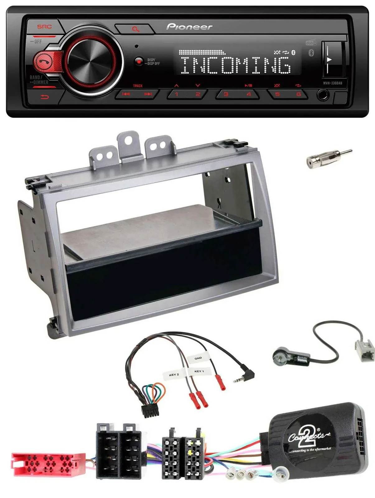 Автомагнитола Pioneer для Hyundai i20 (2009–2011) Bluetooth, USB, DAB, управление с руля, серебристая