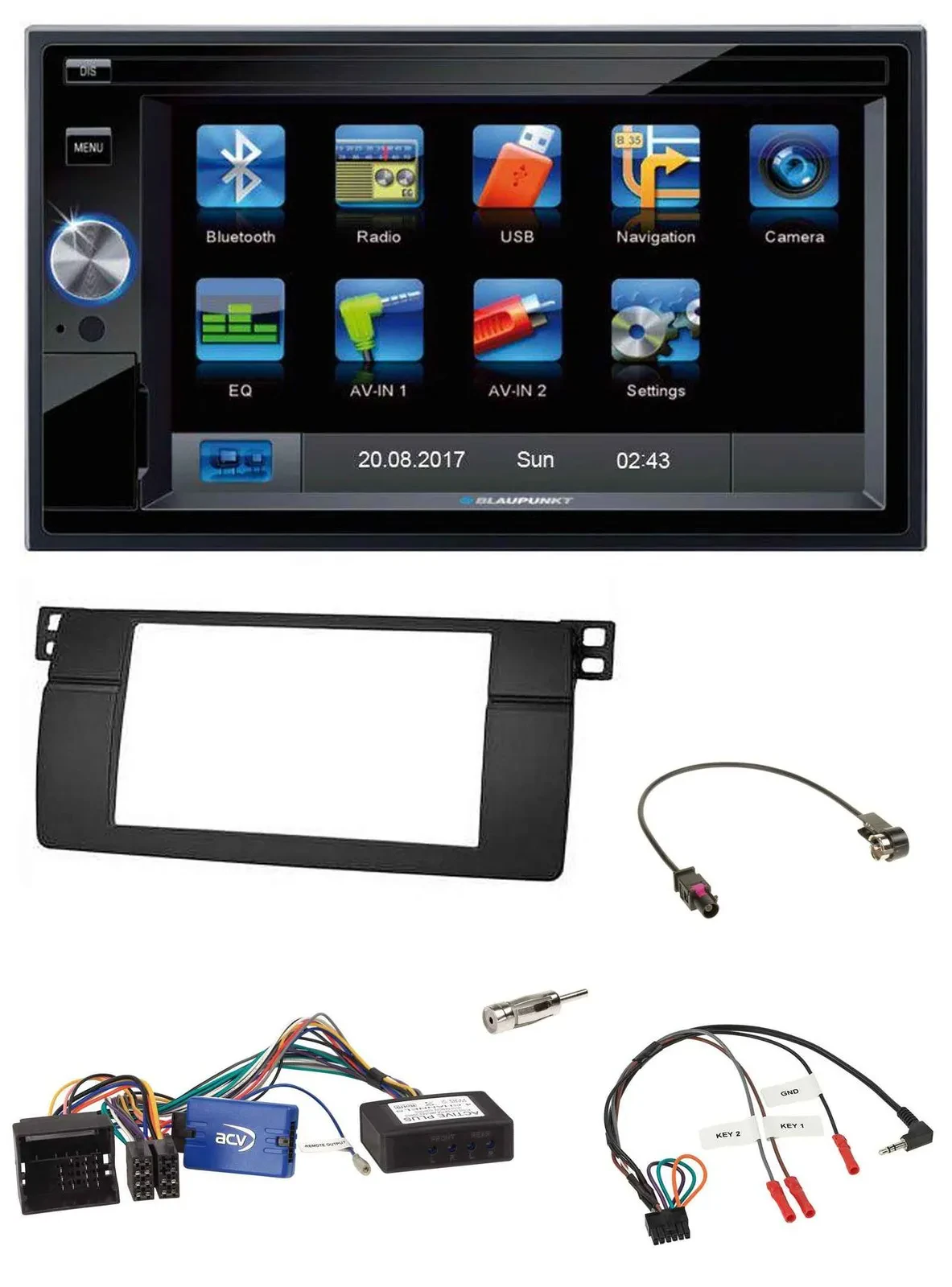 Blaupunkt Lenkrad USB Bluetooth TMC 2DIN Navigation für BMW 3er 2002-2006 E46 sc
