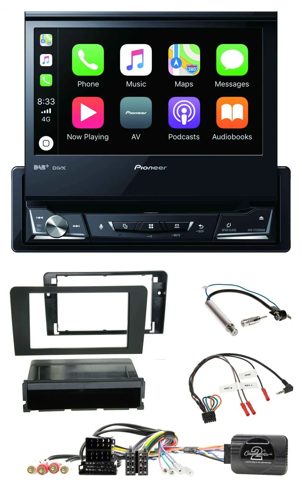Pioneer DVD Bluetooth DAB USB Lenkrad Autoradio für Audi A3 Symphony ISO 8P 2003