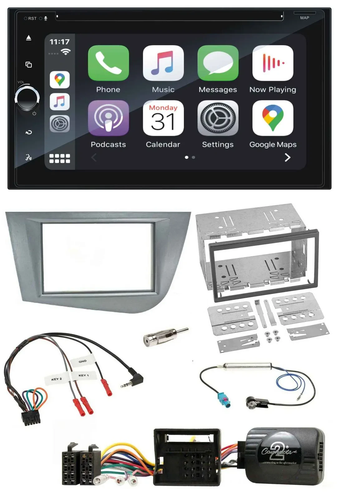 Blaupunkt USB DAB Bluetooth 2DIN TMC Lenkrad Navigation für Seat Leon 2005-2012