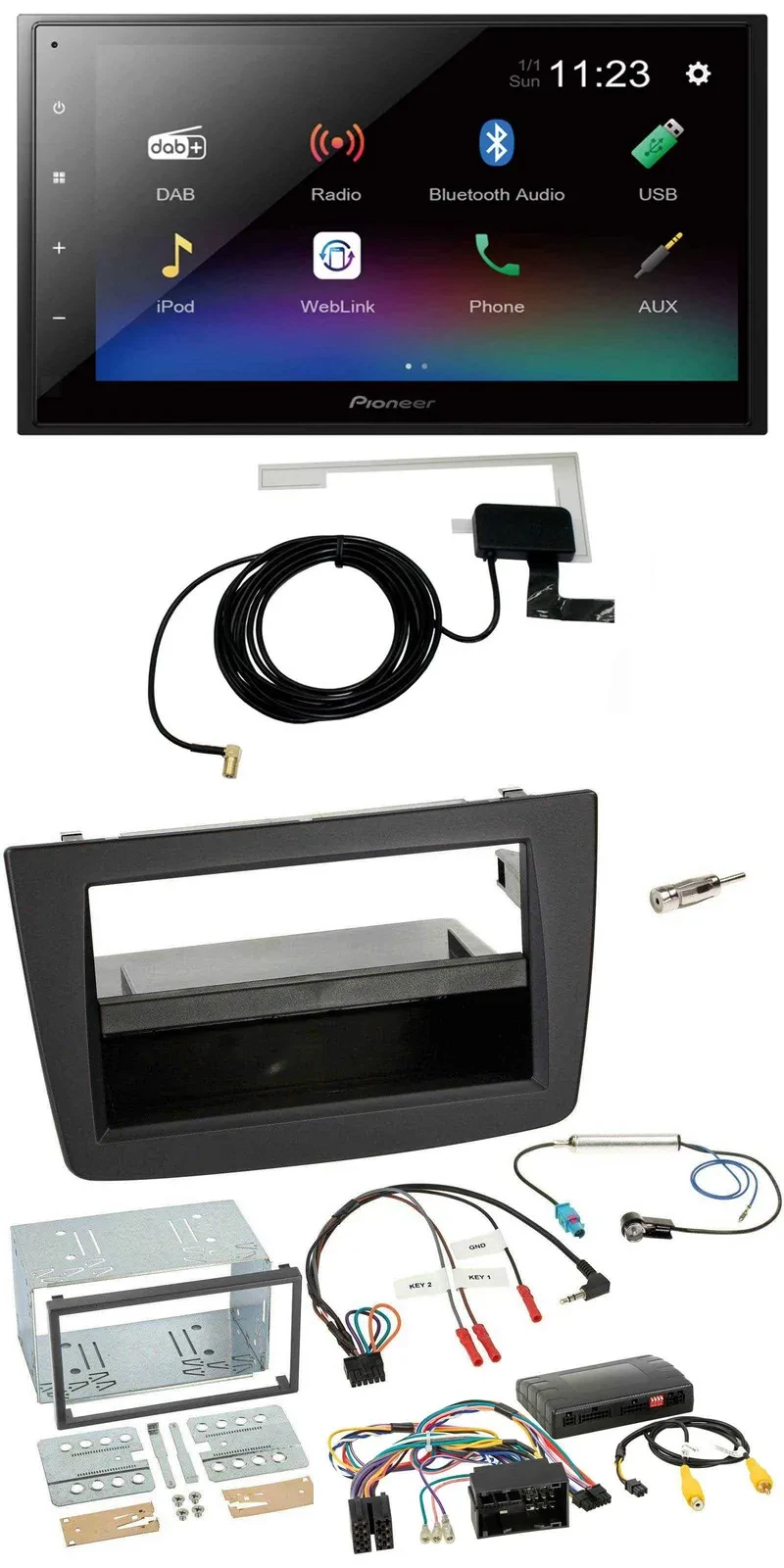 Автомагнитола Pioneer 2DIN, DAB, Bluetooth, USB, для Alfa Romeo Mito (2014–2018), поддержка кнопок на руле