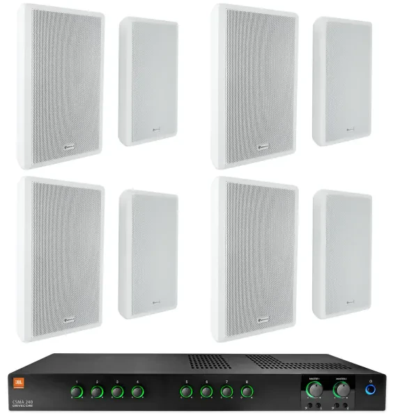 Настенная акустика JBL Rock Slim 70W White с усилителем (8 штук)
