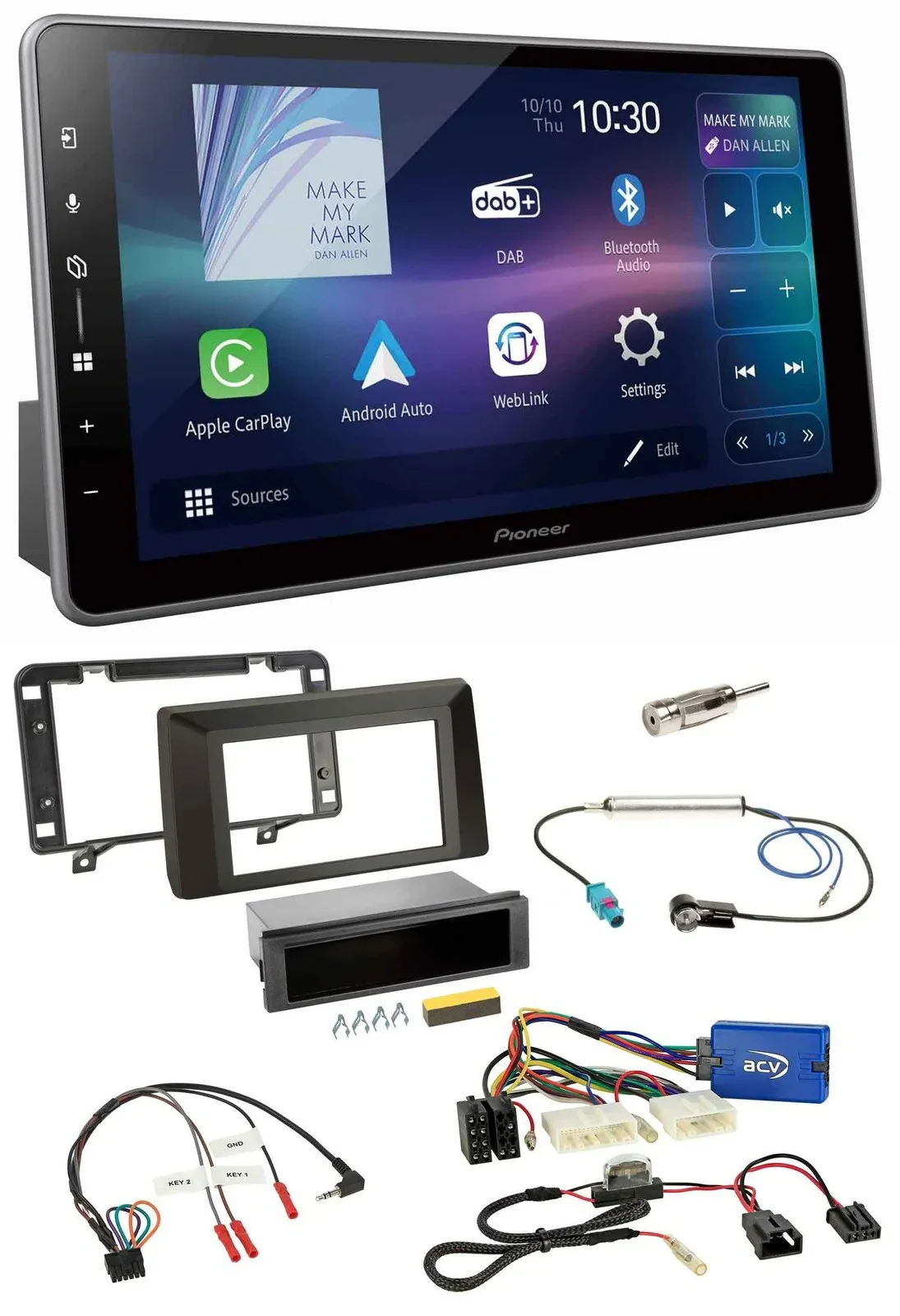 Pioneer Bluetooth USB DAB Lenkrad Autoradio für Dacia Duster ab 2021