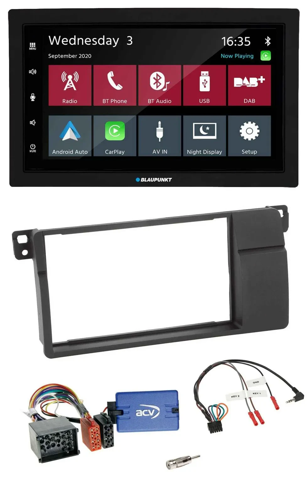 Blaupunkt DAB Bluetooth USB Lenkrad 2DIN Autoradio für BMW 3er E46 2000-2006