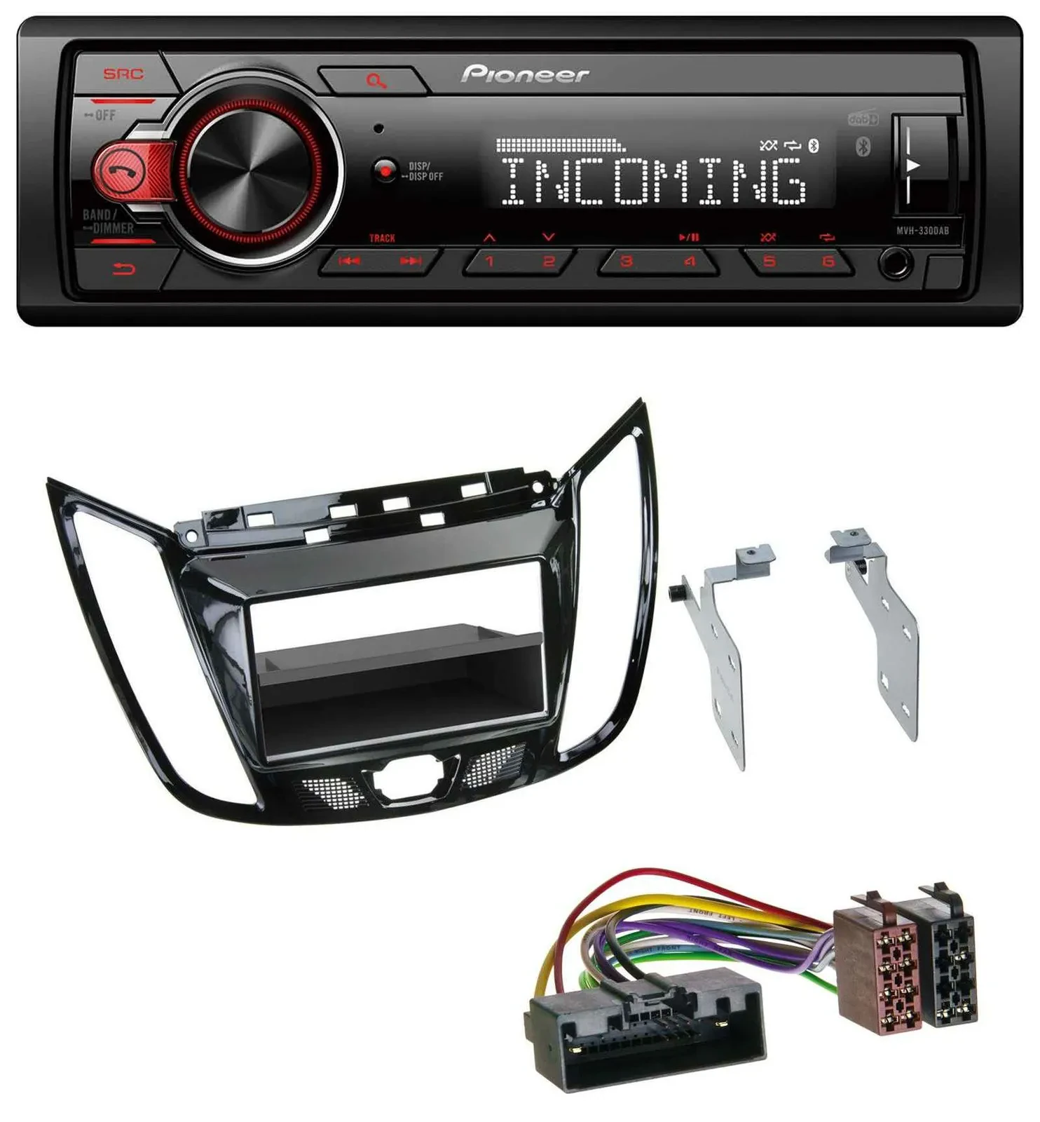 Автомагнитола Pioneer Bluetooth, USB, DAB, MP3 для Ford C-Max/Kuga черный глянец