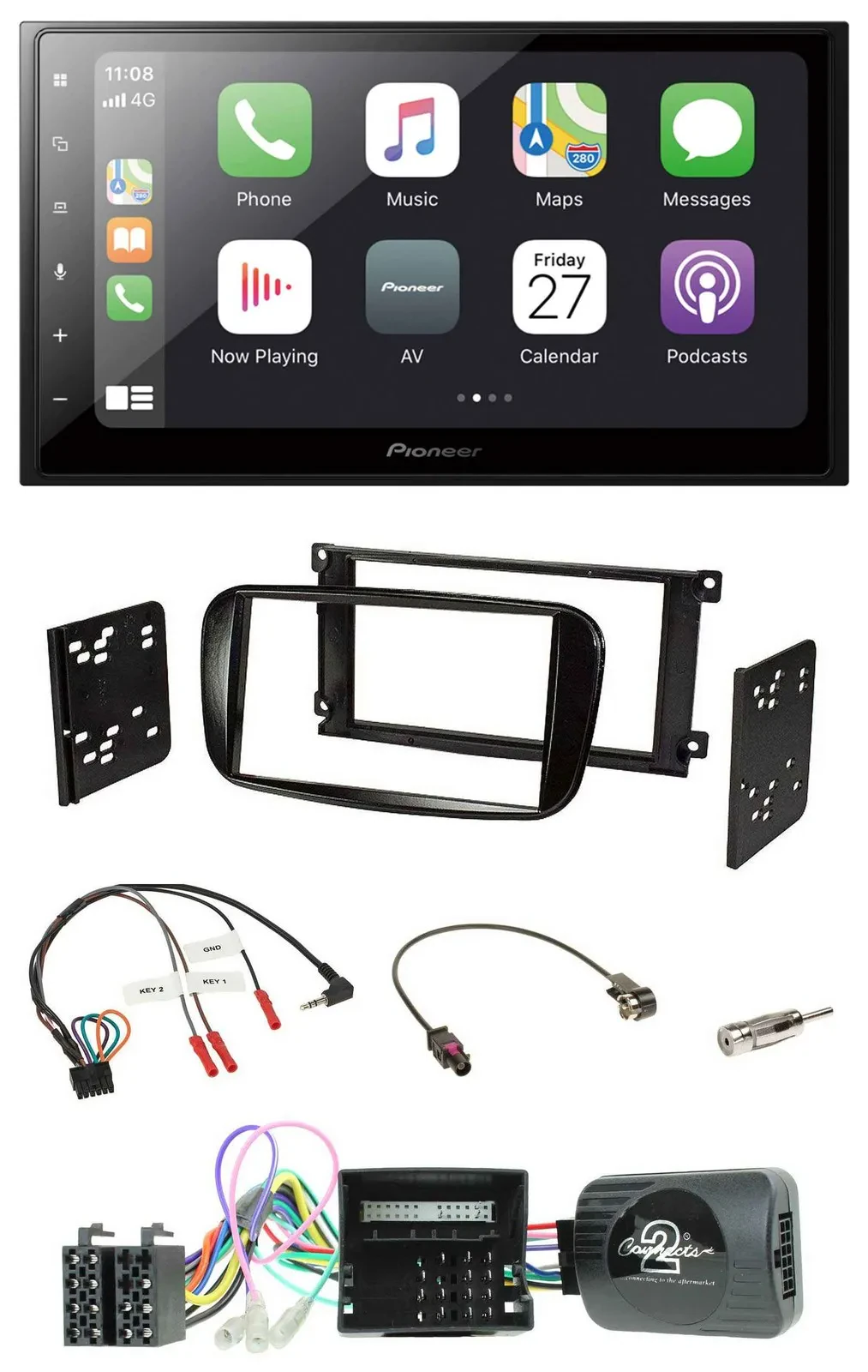 Pioneer Lenkrad Bluetooth DAB 2DIN USB Autoradio für Ford Focus C-Max CAN-Bus gl