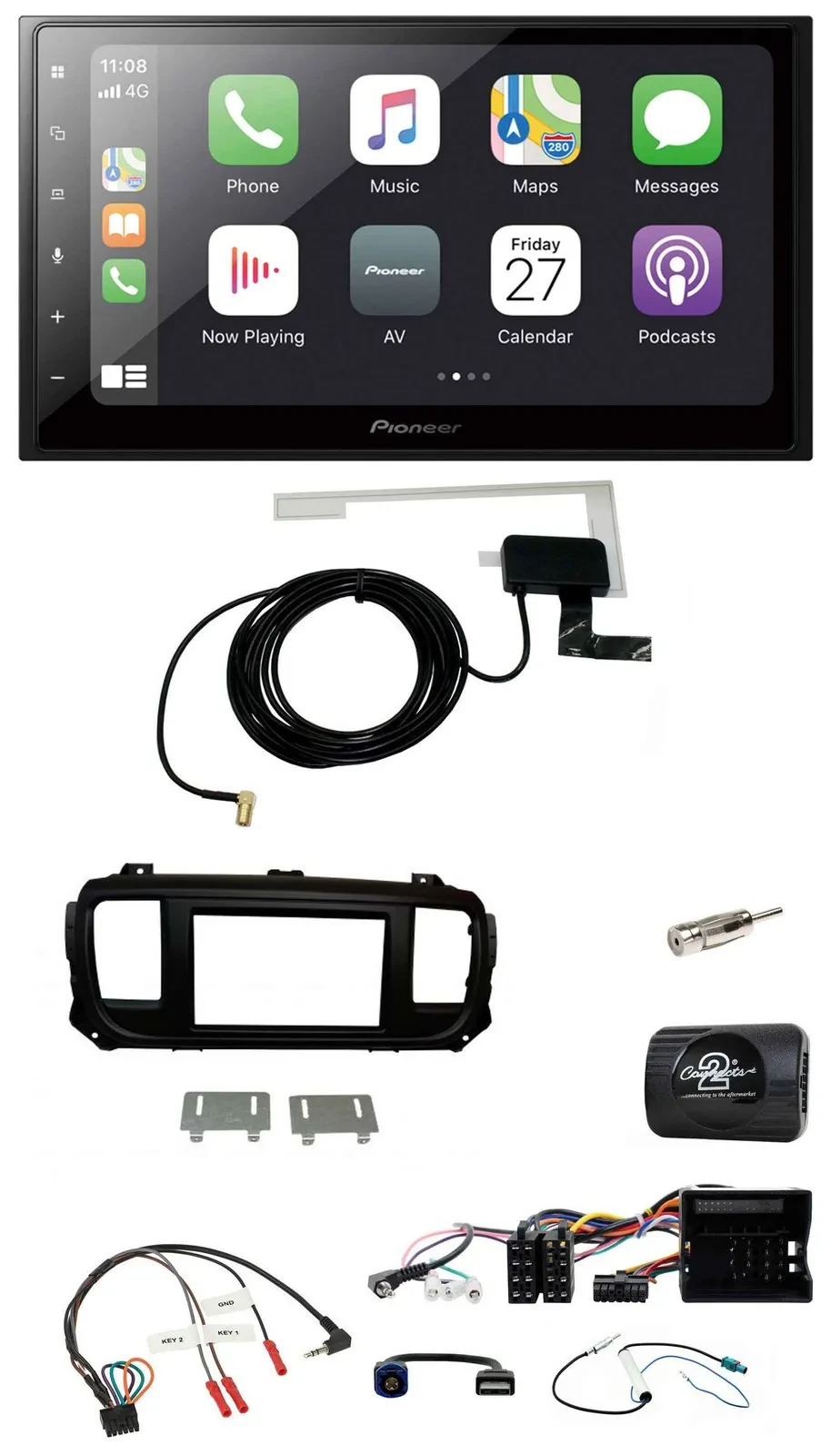 Pioneer USB Lenkrad 2DIN Bluetooth DAB Autoradio für Citroen Jumpy Erstausst. DI