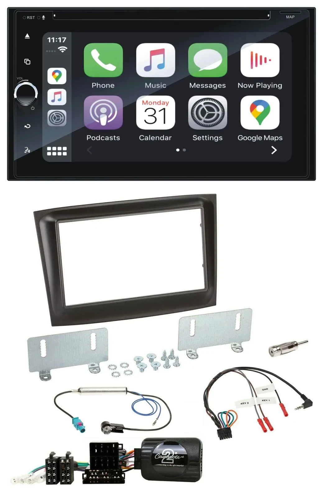 Blaupunkt DAB USB Bluetooth Lenkrad 2DIN TMC Navigation für Fiat Doblo ISO Can-B