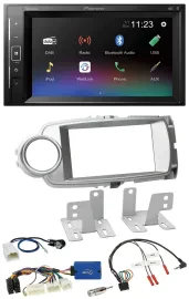 Автомагнитола для Toyota Yaris 2011–2014 Pioneer 2DIN, DAB, Bluetooth, USB, серебристая