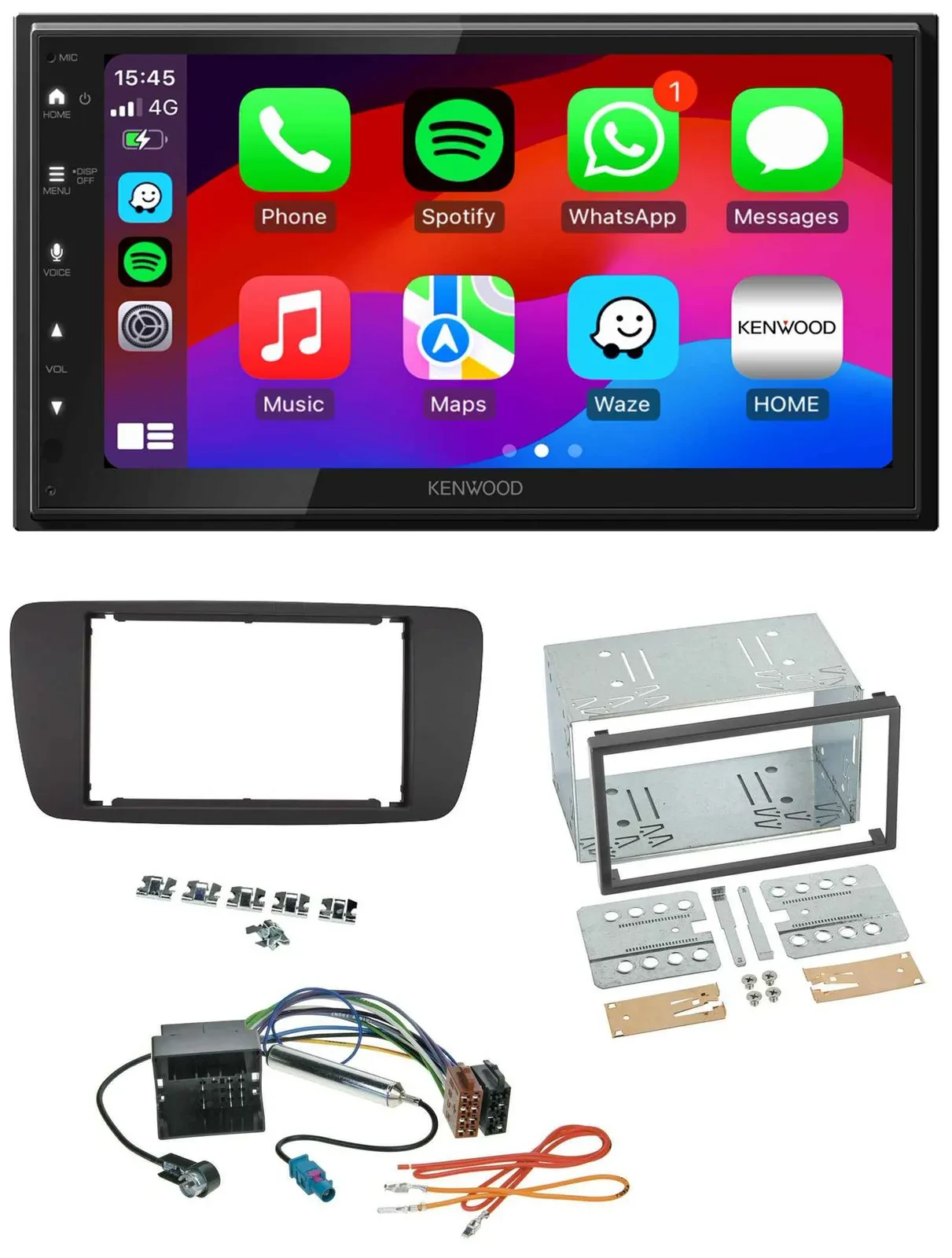 Kenwood MP3 USB DAB 2DIN Bluetooth Autoradio für Seat Ibiza ab 08 azabacheschwar