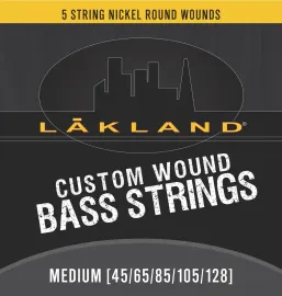 LAKLAND Custom Wound Nickel - Electric Bass String Set, 5-String, Medium, .045-.