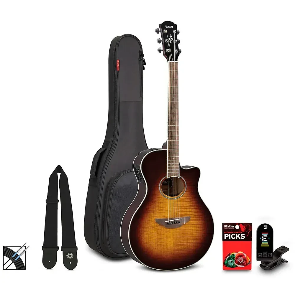 Электроакустическая гитара Yamaha APX600FM Tobacco Brown Sunburst (набор) с чехлом, тюнером, кабелем, ремнём, медиаторами
