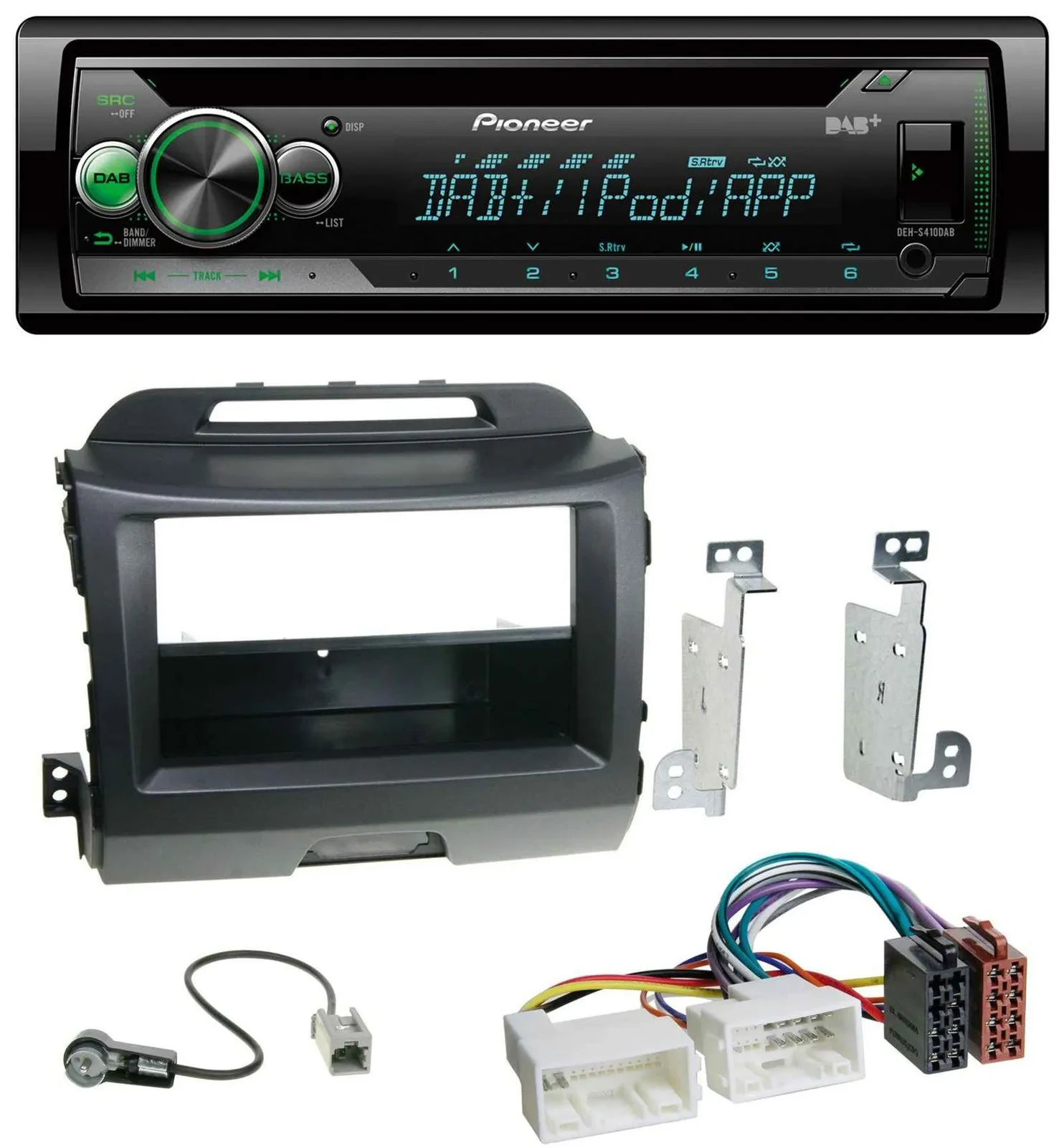 Pioneer USB MP3 DAB AUX CD Autoradio für Kia Sportage 3 SL 10-15 schwarz