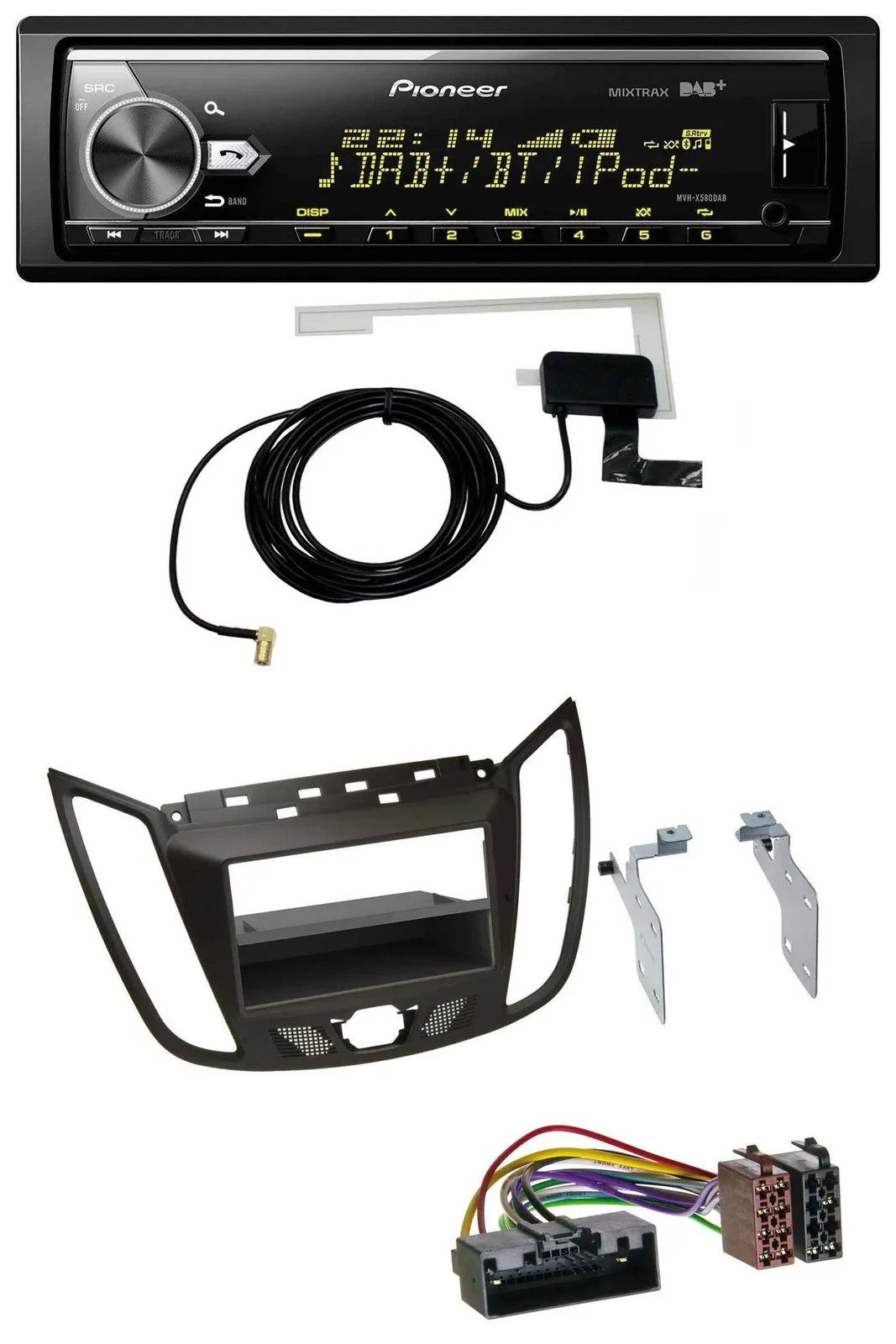 Pioneer Bluetooth DAB USB MP3 Autoradio für Ford C-Max / Kuga - dunkelbraun