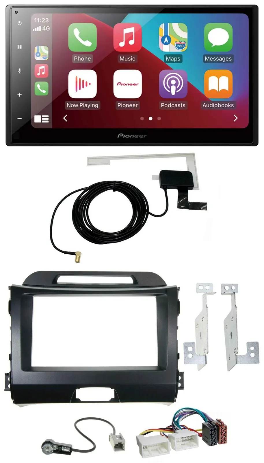 Автомагнитола Pioneer 2DIN USB Bluetooth DAB MP3 для Kia Sportage 3 (2010–2015), черная