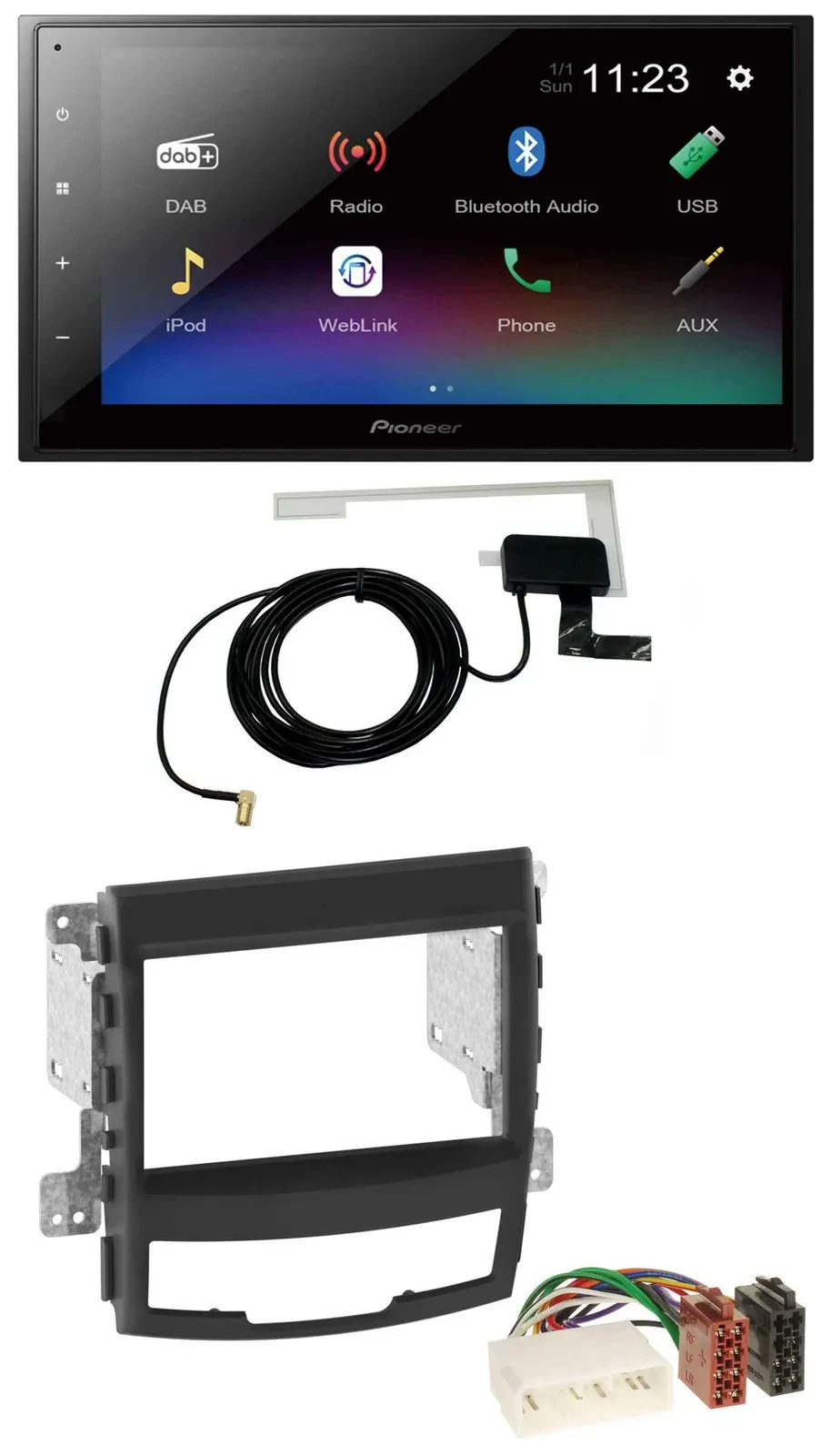 Pioneer DAB MP3 Bluetooth 2DIN USB Autoradio für SSangYong Korando 10-13