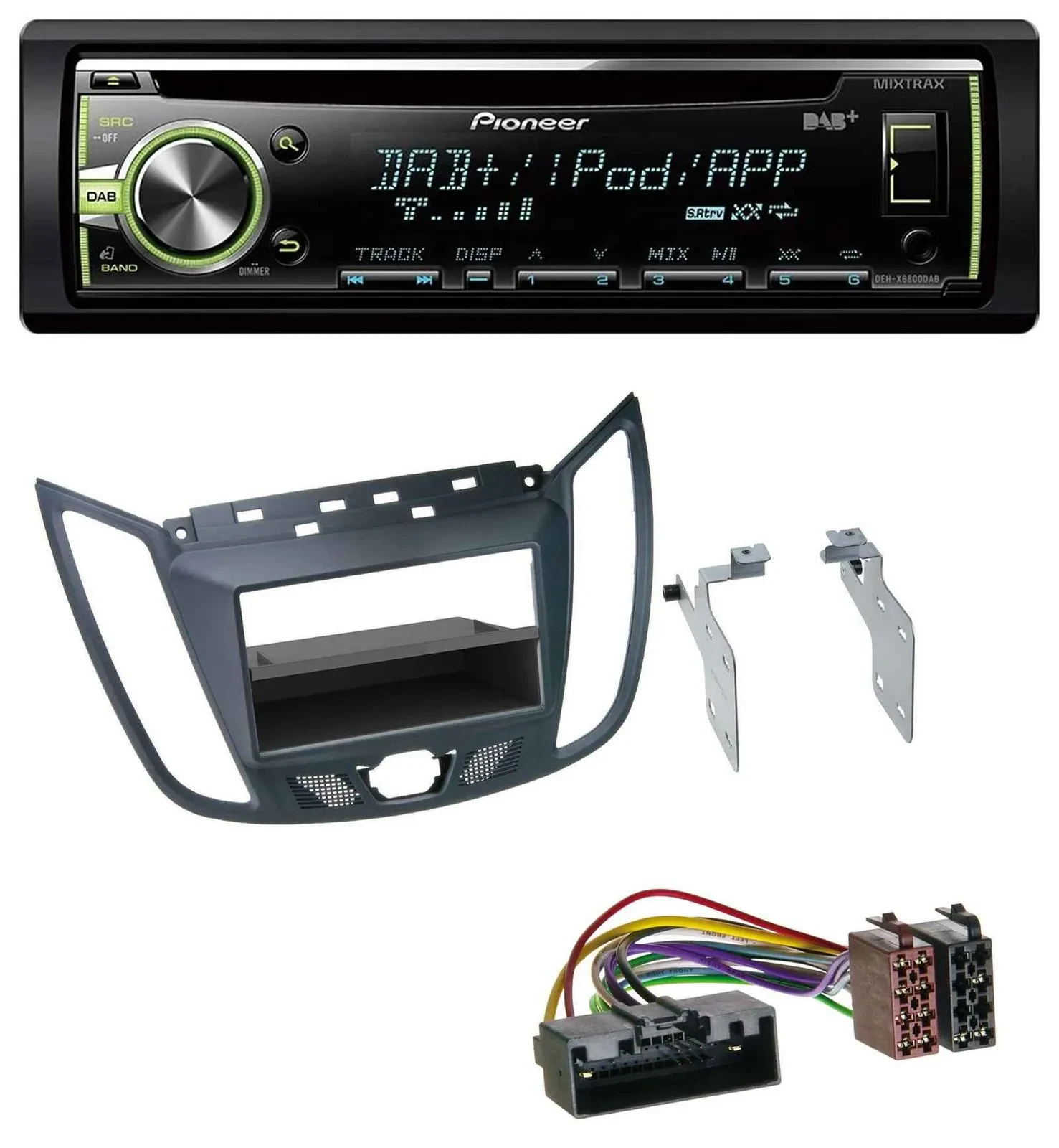 Автомагнитола Pioneer DAB, USB, MP3, AUX, CD для Ford C-Max/Kuga темно-серый