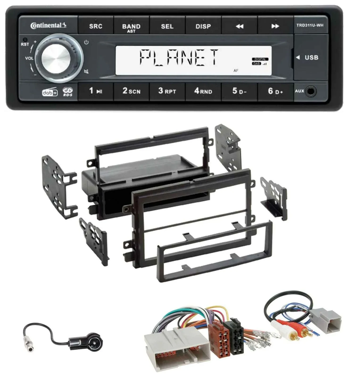 Автомагнитола Continental 1-DIN MP3, AUX, USB, DAB для Ford Mustang/F-150 (2004–2009)