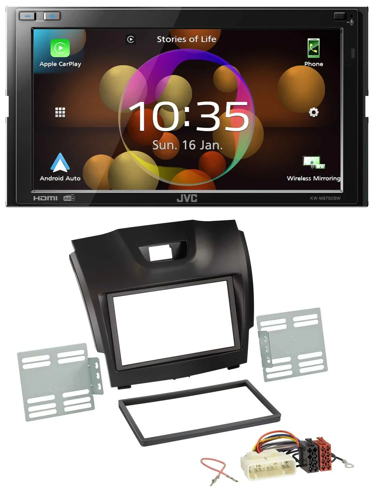 JVC DAB MP3 2DIN Bluetooth USB Autoradio für Isuzu D-Max ab 2012 dunkelgrau