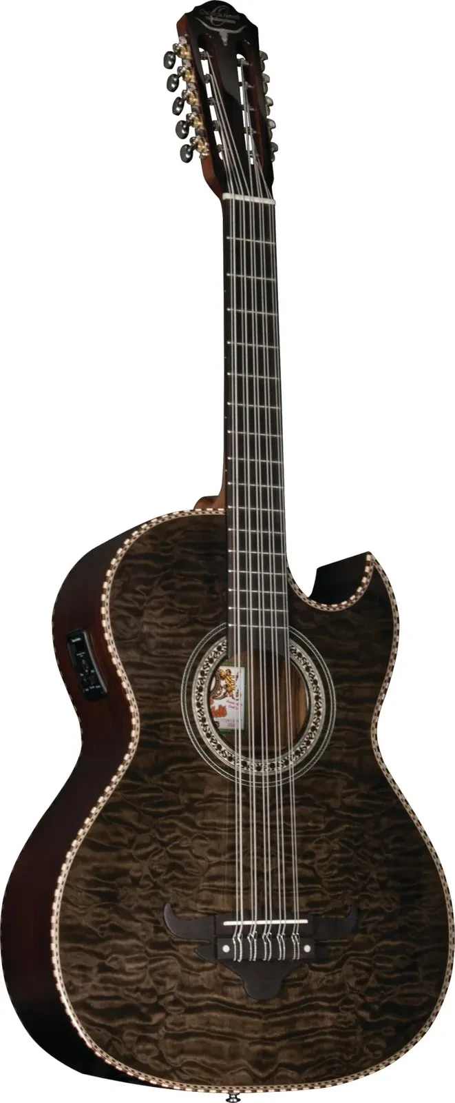 Oscar Schmidt OH32SEQTB Acoustic Electric Bajo Quinto with Bag, Quilt Trans...