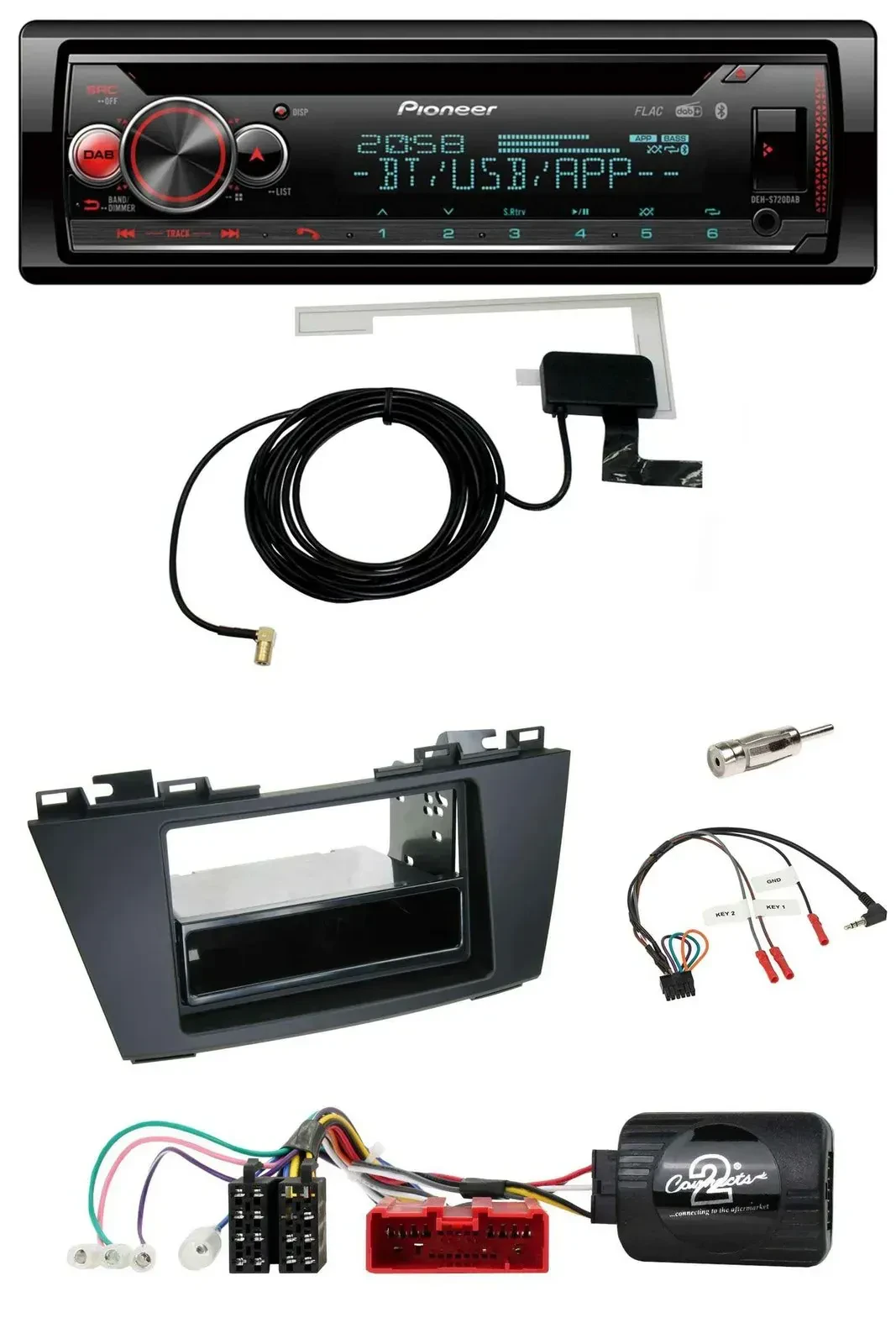 Автомагнитола для Mazda 5 (2010–2015) Pioneer DAB CD USB Bluetooth, поддержка кнопок на руле